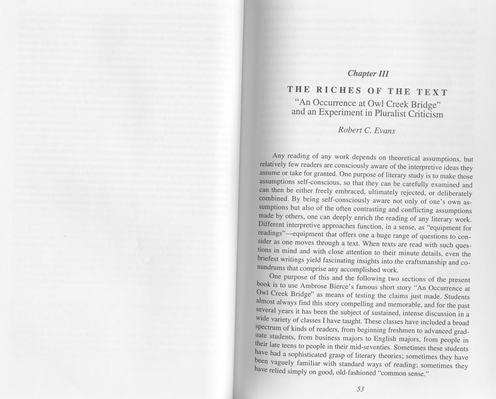literary analysis essay on an occurrence at owl creek bridge There are several examples of the way vision establishes elements of realism in “an occurrence at owl creek bridge 7223 literature essays analysis of. literary analysis essay on an occurrence at owl creek bridge There are several examples of the way vision establishes elements of realism in “an occurrence at owl creek bridge 7223 literature essays analysis of.